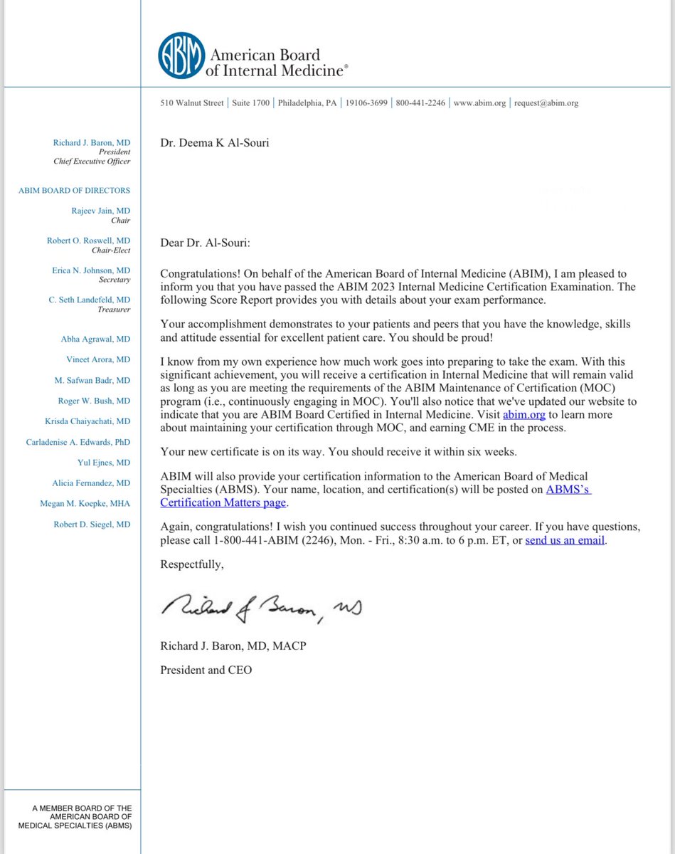 deemaksouri's tweet photo. Passed the American Board of Internal Medicine! https://t.co/IxBcdudTu8