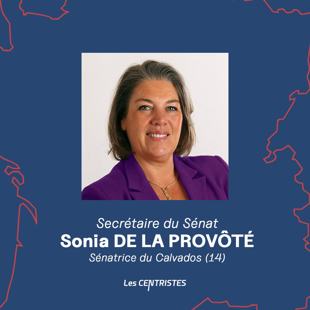 → Désignations au <a href="/Senat/">Sénat</a> 
<a href="/SoniadlpCaen/">Sonia de la Provôté</a>, Sénatrice <a href="/LesCentristes_/">Les Centristes</a> du Calvados (14), est nommée Secrétaire du Sénat.