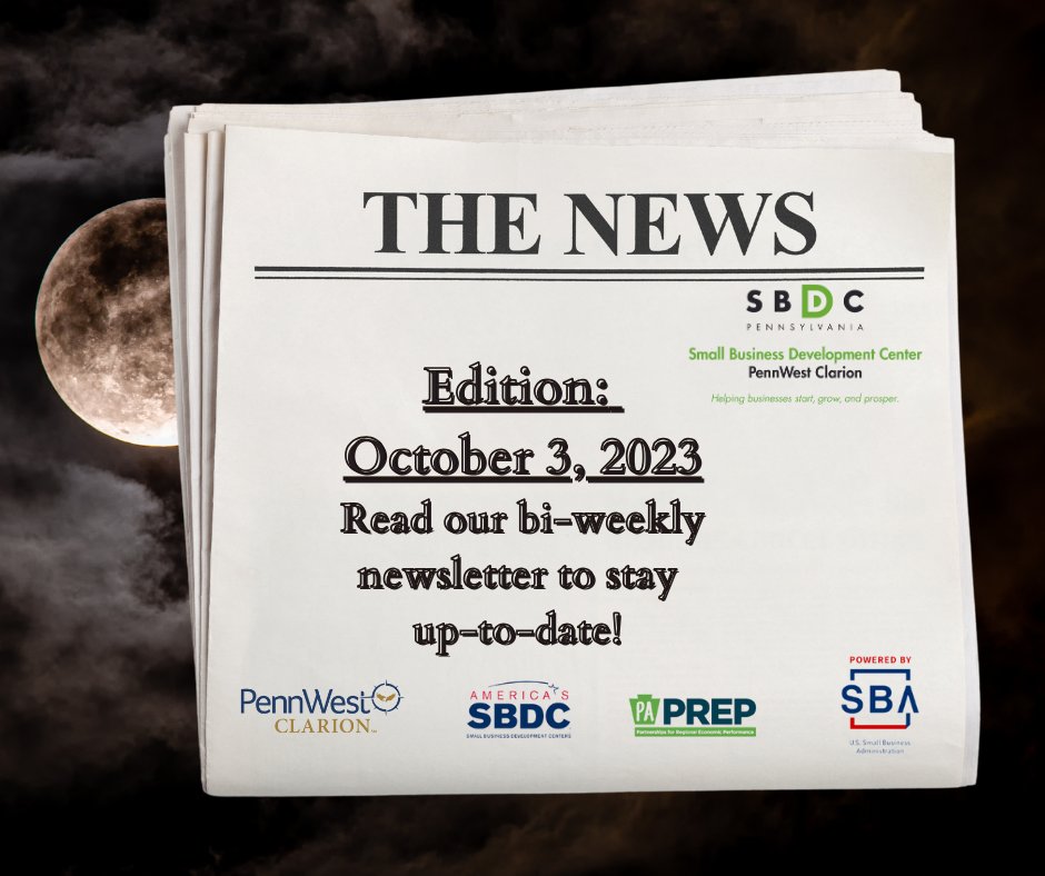 ClarionSBDC's tweet photo. ╰┈➤Take a look at our bi-weekly newsletter for all of our training events, news, opportunities, and other pertinent business information: https://t.co/4k0Z29VgyQ
While you're looking at our latest publication, click to subscribe to our emails. https://t.co/x8TqzojPiG