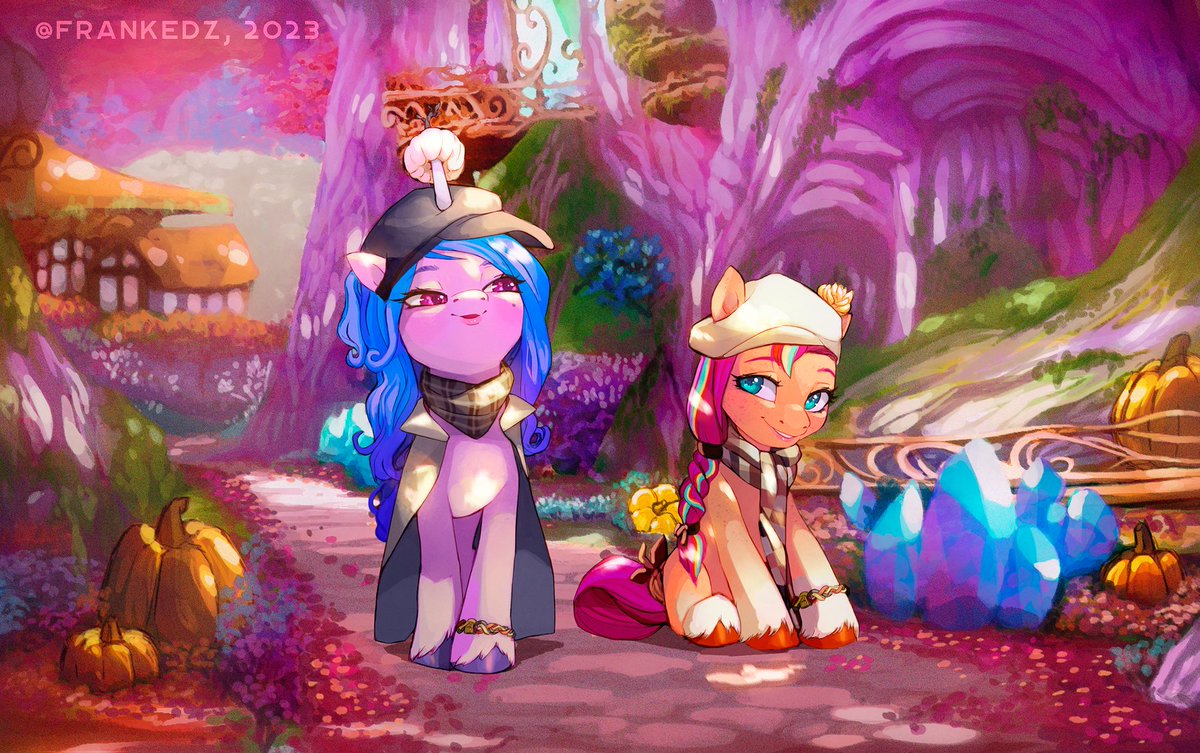 Sunny and Izzy header your Drawfriend post today. Bridlewood really is a pretty city.

Go get a bunch of awesome art below!

equestriadaily.com/2023/10/drawfr…

Header by @Frank3dz this time!