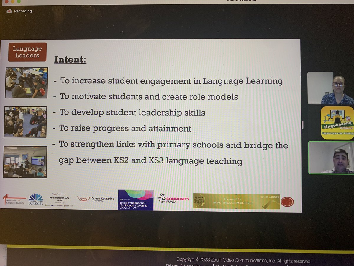 Wonderful to hear about the language leader programme @qkalanguages by @joserosb76 right now in tonight’s @linguascope webinar #mfltwitterati #mflchat #langchat #edutwitter