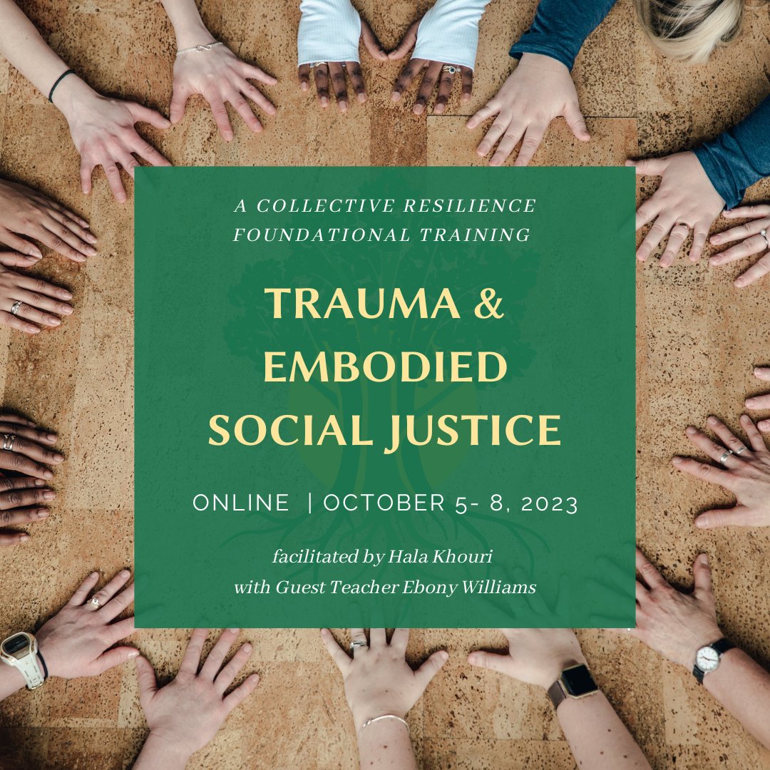 ClctvRslncYoga's tweet photo. Last chance to register &amp; join @halayoga! Trauma &amp; Embodied Social Justice training starts Thursday, online. There's still time to sign up. Sliding scale tuition + some partial scholarships still available. Open to all, there are no prerequisites. >> https://t.co/IhZ7puEFV3 https://t.co/JCaAjhN2BL