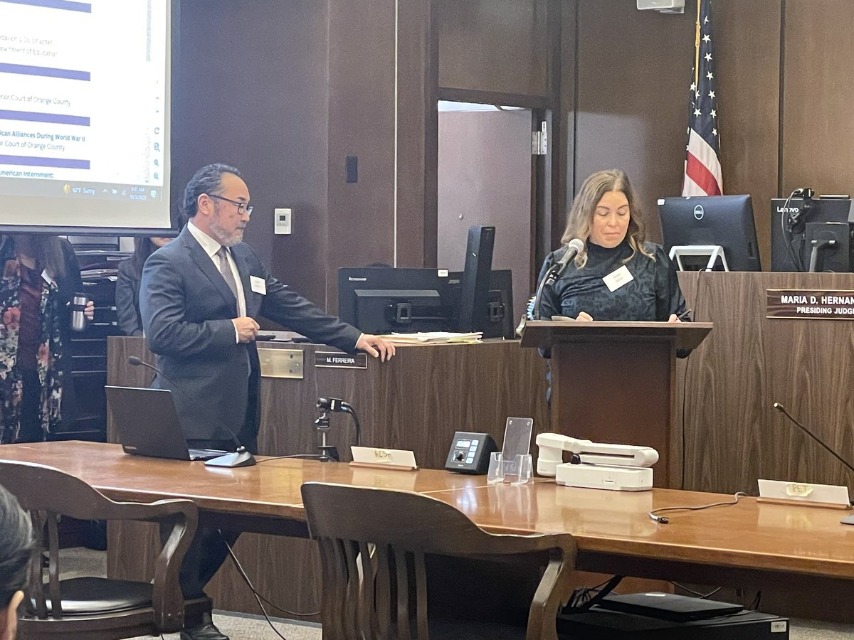 swansonjonathan's tweet photo. An excellent day at Teachers Law School in partnership with ABOTA. We had a chance to hear from Janice Munemitsu, retired Judge Frederick Aguirre, and Justice Motoike. Thank you, ABOTA!  @OCDeptofEd @NationalABOTA @OCDEhistory https://t.co/GF42LK3PqV