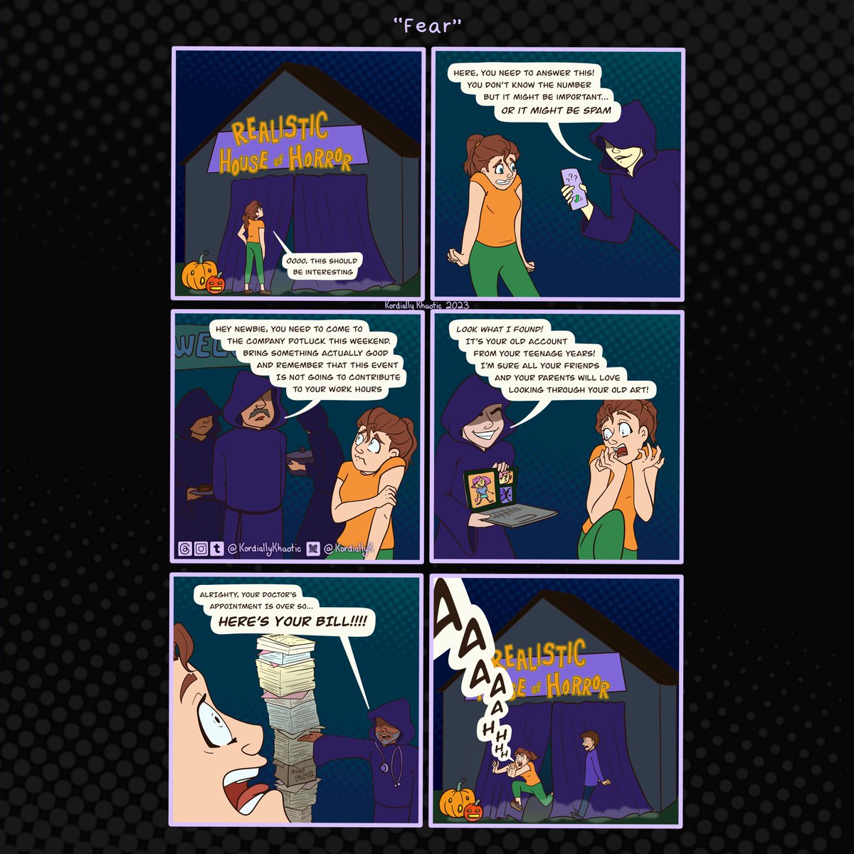 KordiallyK's tweet photo. Ordinary fears surround me

Comictober 2023 Day 3: Fear
Give me a vampire or something supernatural any day over these things!
Also, shout out to my fellow US peeps for the medical bills one!
#comictober #comictober2023 #fear #day3 #comic #comics #webcomic #webcomics #art https://t.co/C7HcH5fZFM