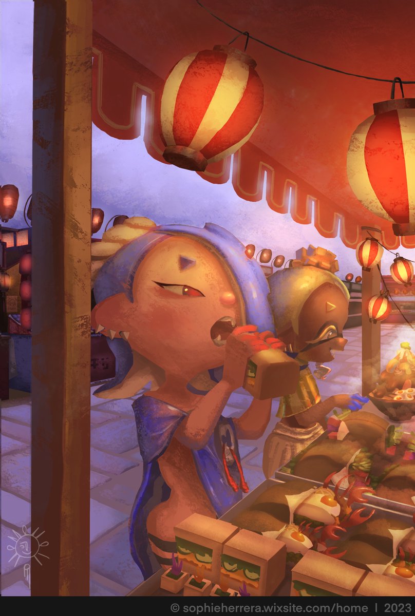 Getting even more streetfood?! Yes!!!

p.s. my commissions are open ❤️❤️
#Splatoon3 #Splatoon3art #SplatoonArt #splatoonfanart