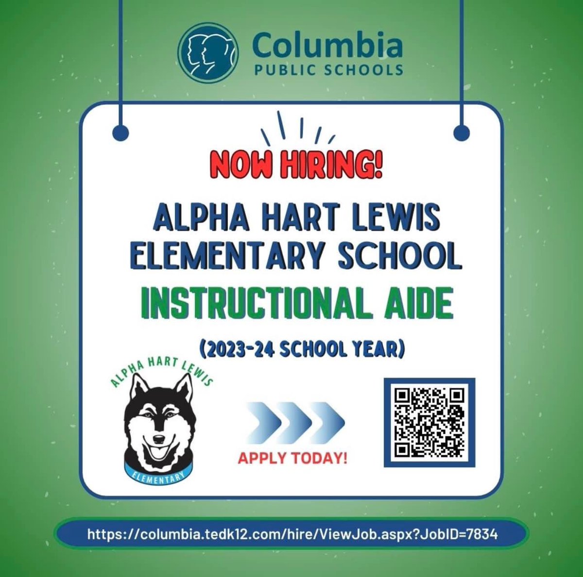 Alpha Hart Lewis Elementary is in search of an Instructional Aide! Apply today: columbia.tedk12.com/hire/ViewJob.a… #CPSBest #ScholarsFirst