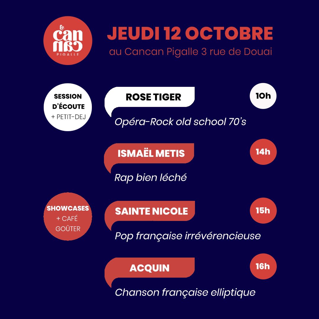 WESH PARIS ?!?

📆 12/10
🕐 14h
📍 Le Cancan Pigalle
🤝 w/ <a href="/SainteNicole/">Sainte Nicole</a> et Acquin
🎟️ GRATOS (places ultra limitées)