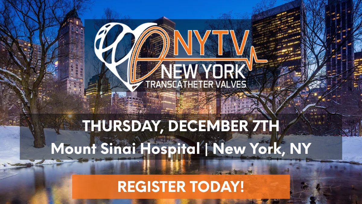 Mark your calendars! The 2023 New York Transcatheter Valves Symposium is taking place Thursday, December 7th at The Mount Sinai Hospital in New York, New York. Learn more & Register today: nytranscathetervalves.org #tavr #CardioTwitter #tmvr #interventionalcardiology #Cardiology