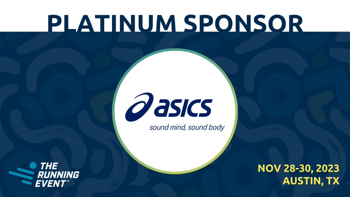 Thank you to @ASICSamerica, a #TRE23 Platinum Sponsor! Find ASICS at Booth 1015 in The Running Event exhibit hall this November: asics.com/us/en-us #TRE23 #therunningevent #runspecialty #tradeshow