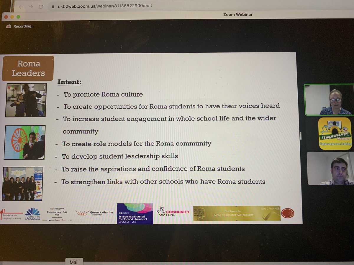 This is wonderful work being shared by @qkalanguages ‘ @helenaground developing Roma student leaders right now in tonight’s @linguascope webinar #mfltwitterati #mflchat #langchat #edutwitter I am in awe of this empowerment of learners!