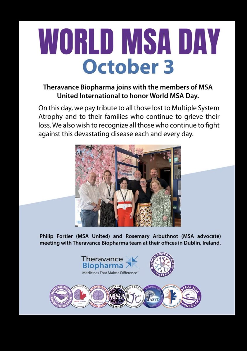 Together with Theravance Biopharma, we pay tribute to the MSA community on World MSA Day! 
#defeatmsa #kickmsa #theravance #WorldMSADay