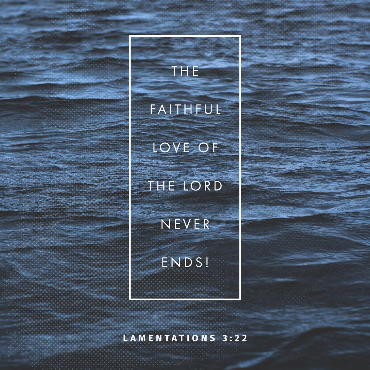 The steadfast love of the Lord never ceases; his mercies never come to an end; they are new every morning; great is your faithfulness.
Lamentations 3:22-23 ESV

bible.com/verse-of-the-d…