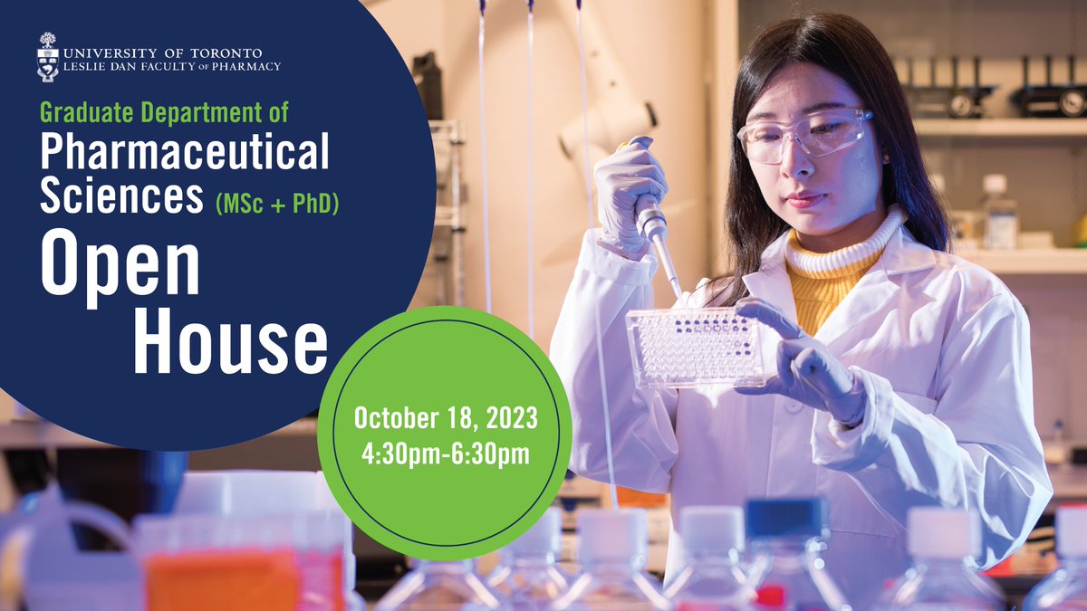 On Oct 18, learn more about our Master of Science (MSc), Master of Science in Pharmacy (MScPhm), &amp; Doctor of Philosophy (PhD) degrees at our in-person open house! Chat with current students &amp; meet researchers accepting graduate students in 2024.

Register: ow.ly/M0z850PSBmB