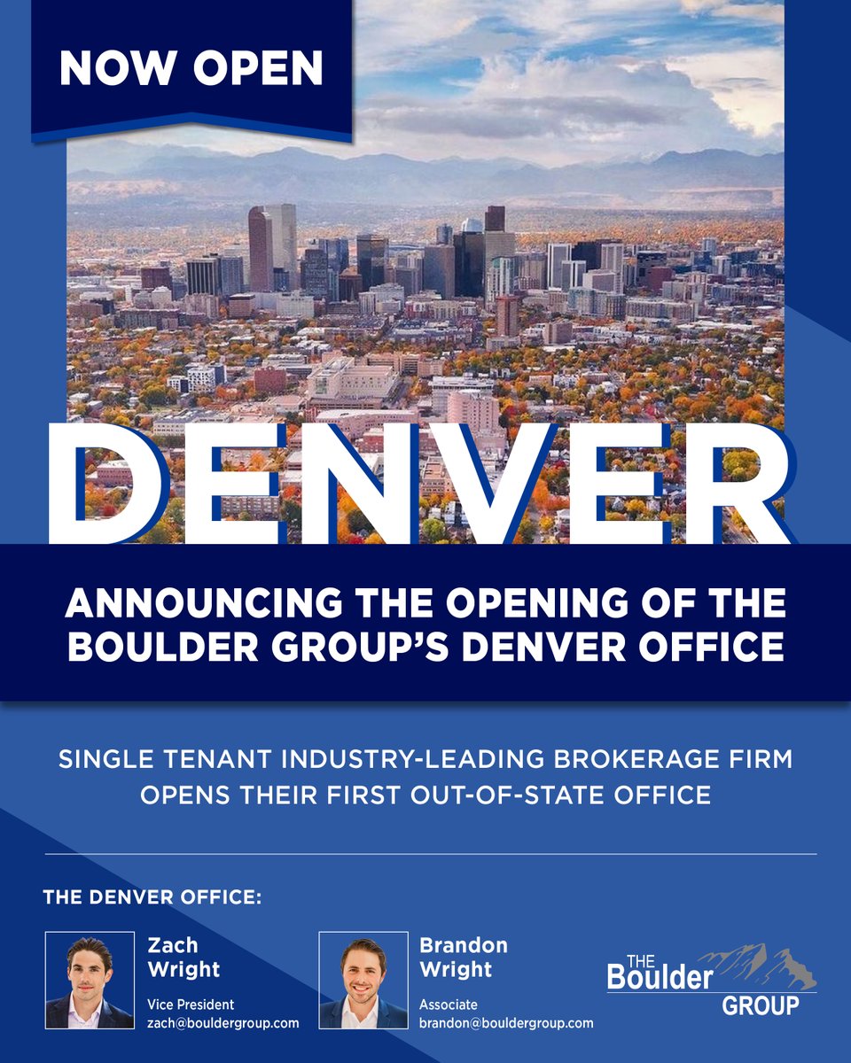 The Boulder Group Opens Denver Office. Welcome to Zach Wright &amp; Brandon Wright #CRE #netlease