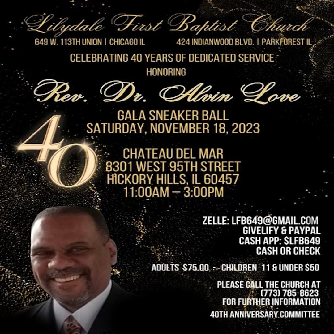 lilydalefbc's tweet photo. You are cordially invited to join us in celebrating Dr. Alvin Love 's 40th Pastoral Anniversary Saturday, November 18, 2023, at 11:00 am. See below flyer for details. The deadline for purchasing ticket(s) is Sunday, October 29, 2023. #lilydalefbc#lilydalefirst#pastoranniversary https://t.co/gmYo92Paq6
