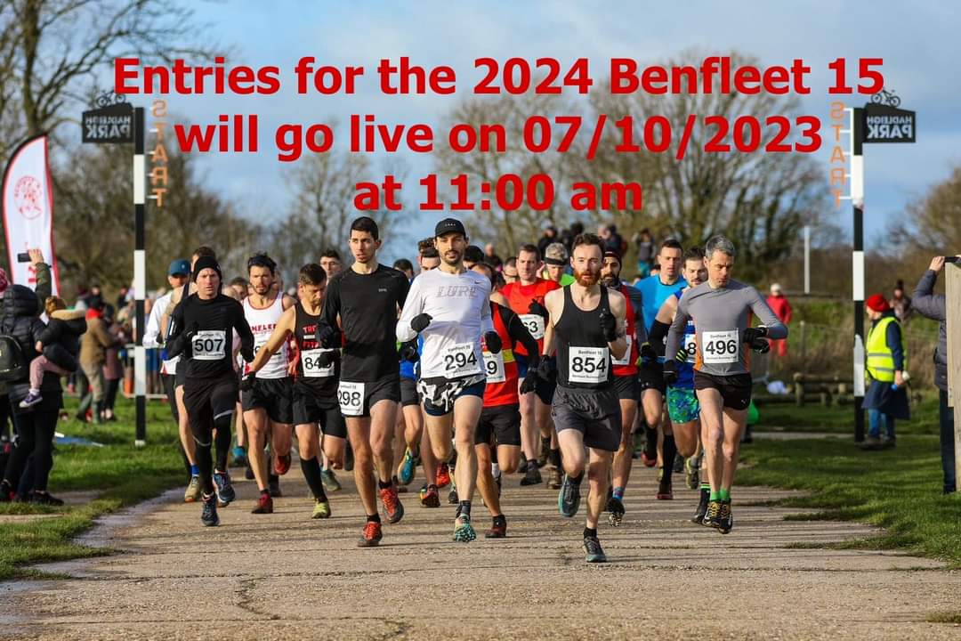 Thank you for all of the messages and your patience on the opening of the entries for the 2024 Benfleet 15
We will be open for business on Saturday the 7th of October at 11:00 o'clock. Just enough time to finish your parkrun, grab a coffee and get entering
Set those alarm clocks!