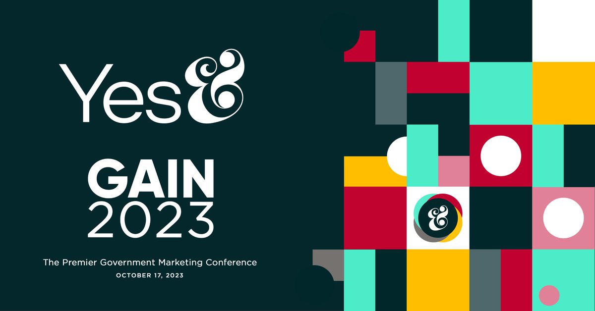 Yes& Agency (@yesandagency) on Twitter photo October 17th is just two weeks away, and Yes& can't wait to be a strategic partner at GAIN 2023 alongside <a href="/GetMarkedU/">Government Marketing University</a>!
Learn more about our partnership and the conference here: insights.yesandagency.com/strategic-part…
#GAIN23 #governmentmarketing #B2G October 17th is just two weeks away, and Yes& can't wait to be a strategic partner at GAIN 2023 alongside <a href="/GetMarkedU/">Government Marketing University</a>!
Learn more about our partnership and the conference here: insights.yesandagency.com/strategic-part…
#GAIN23 #governmentmarketing #B2G