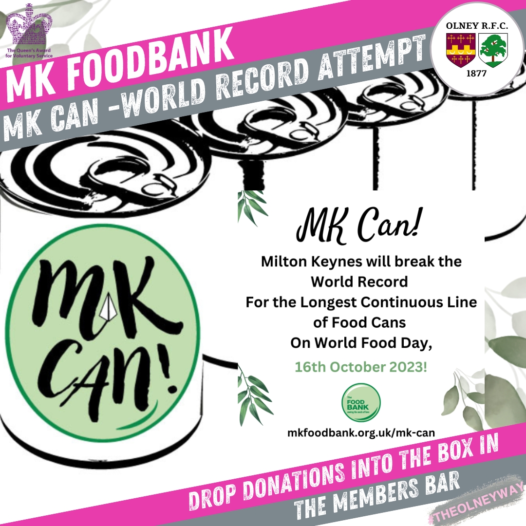 Can you help <a href="/mkfoodbank/">MK Food Bank</a>?  

Leave your donated food cans in the box in the members bar

olneyrfc.co.uk/news/can-you-h…
