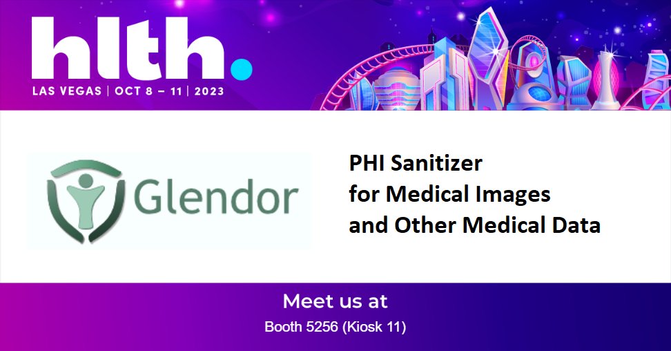 Meet us at #HLTH2023!
If you are attending the conference, we would love to see you at Booth 5256.11 for a live demo.
#HLTH2023 #privacy #PHI #Deidentification #ProtectedHealthInformation #HIPAA #GDPR #BigData #AIinMedicine #ArtificialIntelligence #medicaldata #medicalimages