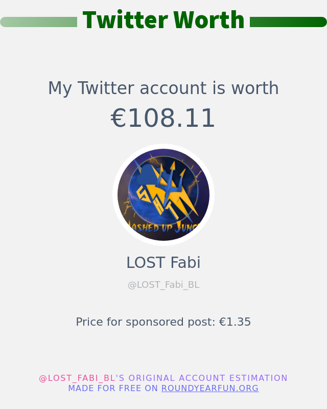 Mein Twitter-Wert ist: €108.11

➡️ funxgames.me/twitterworth?l…