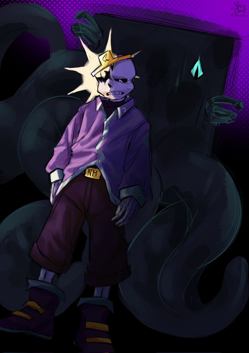 Watch my wife. 😀
The art turned out to be quick, but funky. The idea was based on a couple songs, my past Nightmare art, and a bit of mandela category. 👏*clap*
 #undertale #NightmareSans #Dreamtale #undertaleAU