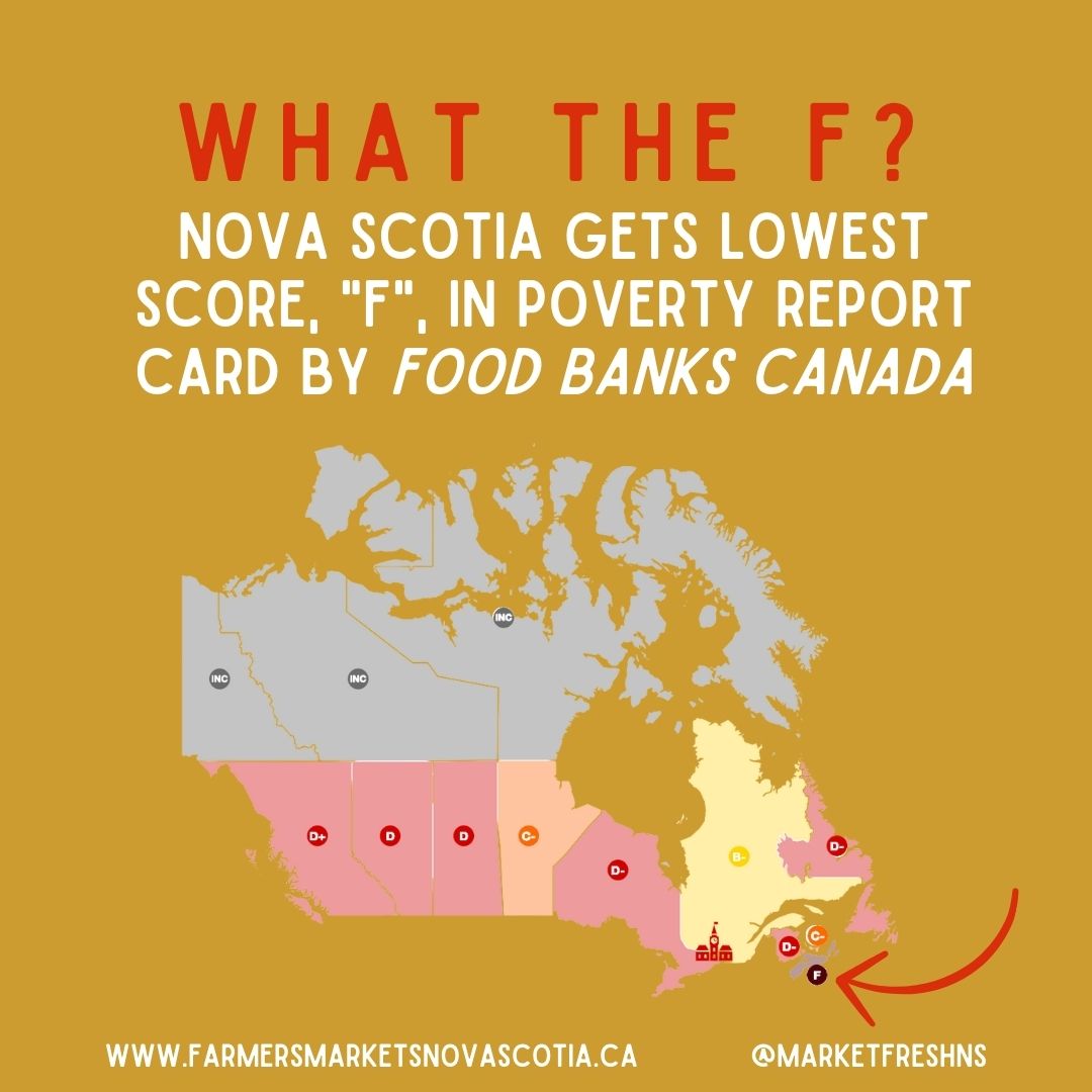 NS gets lowest score, 'F', in poverty report card by @foodbankscanada. Write a letter to your Local MLA in support of increased funding for our Nourishing Communities Food Coupon Program. We made a letter template here with links to your MLA: docs.google.com/document/d/1ho…