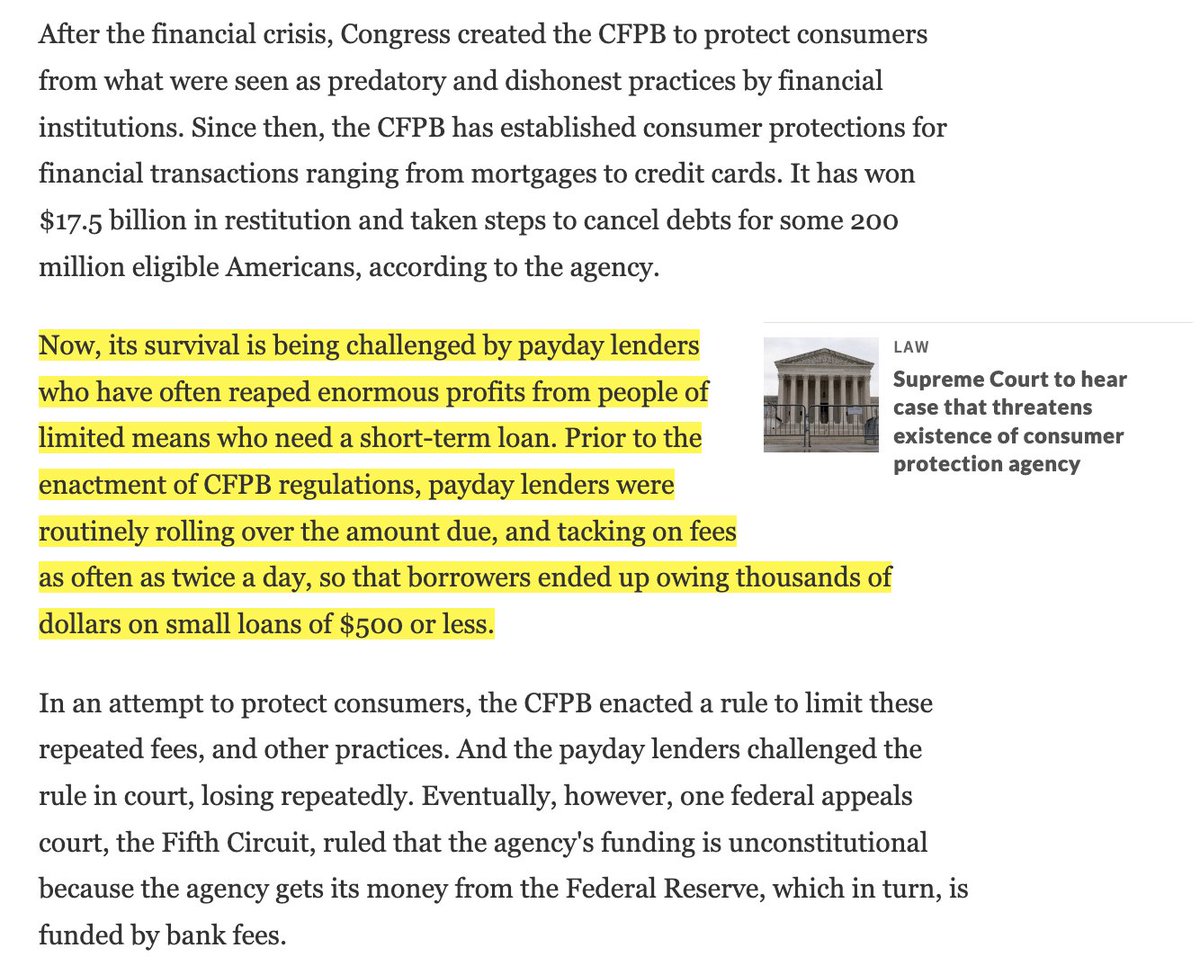 fightmonopolies's tweet image. This should infuriate you.

Predatory lenders are using a crooked Supreme Court to try and crush the regulatory agency that has stopped them from ripping off millions of Americans. 

And extremist Republicans are cheering them on. #DefendCFPB
npr.org/2023/10/03/120…