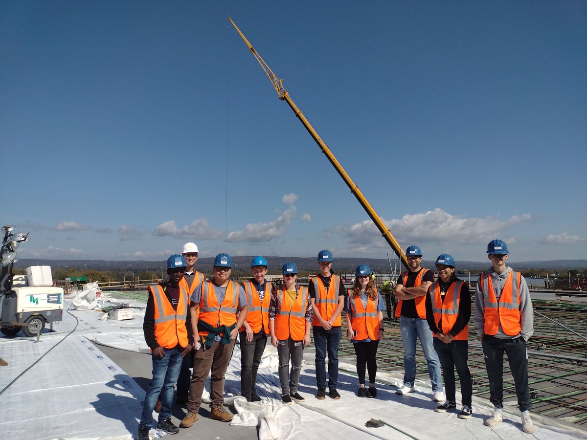 SUNYPolyInst's tweet photo. Engineering students in the Design of Concrete Structures class had the opportunity to visit the MVHS parking garage that is currently under construction at the new Wynn Hospital and talk with the engineers working on site. #sunypoly #civilengineering #PremierPolytechnic #utica https://t.co/niWxAhXDbj