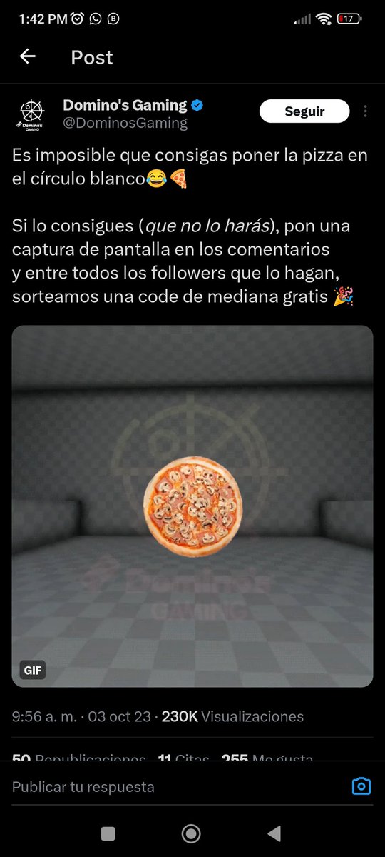 leninAndres95's tweet photo. @DominosGaming WTF a la primera xD participo :) https://t.co/SSOpyQx5Pj