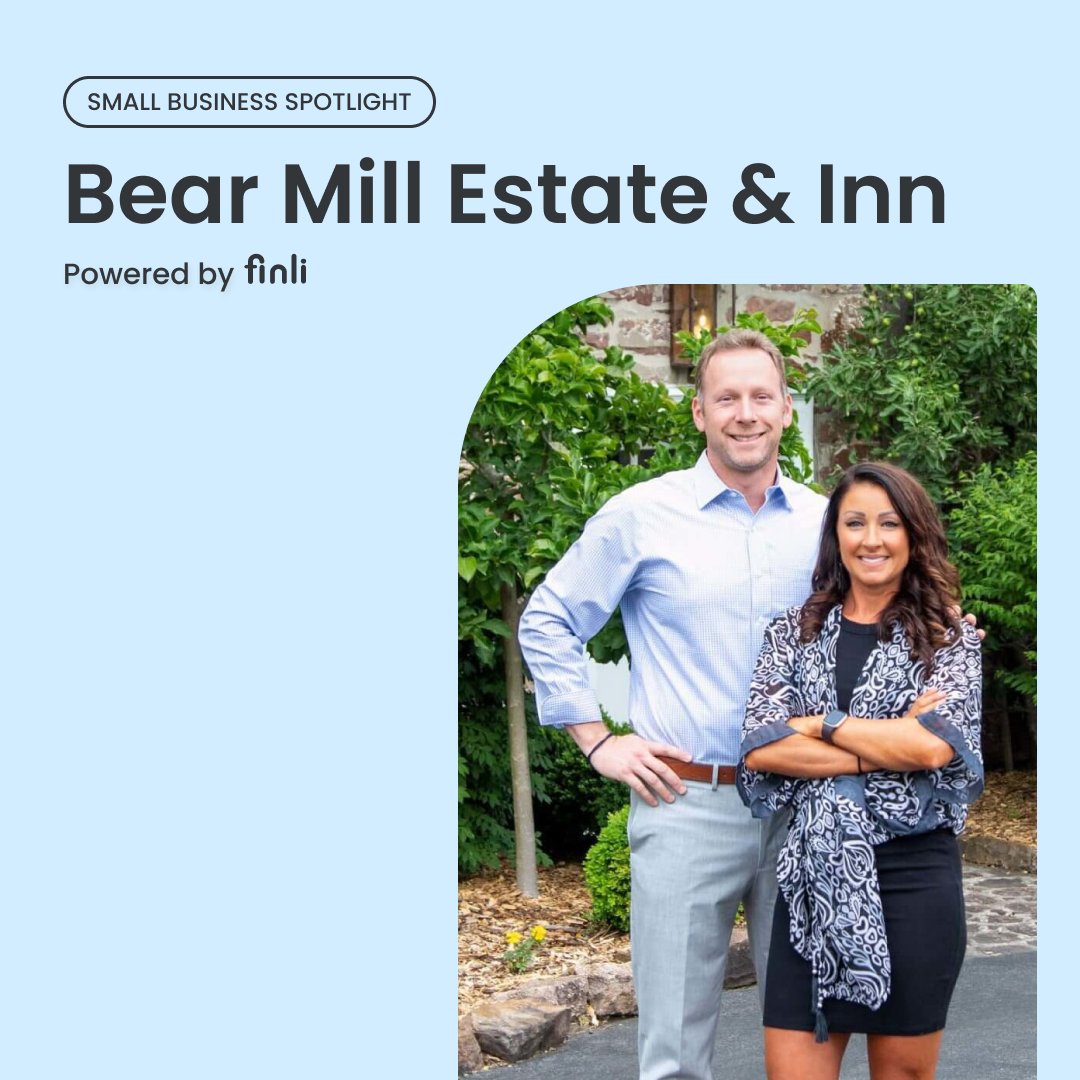 This month, we're thrilled to showcase Bear Mill Estate &amp; Inn, a charming venue in Denver, PA. Mark and Kat Roscioli transformed this historic gem into a modern event destination. finli.com/learn/customer…✨