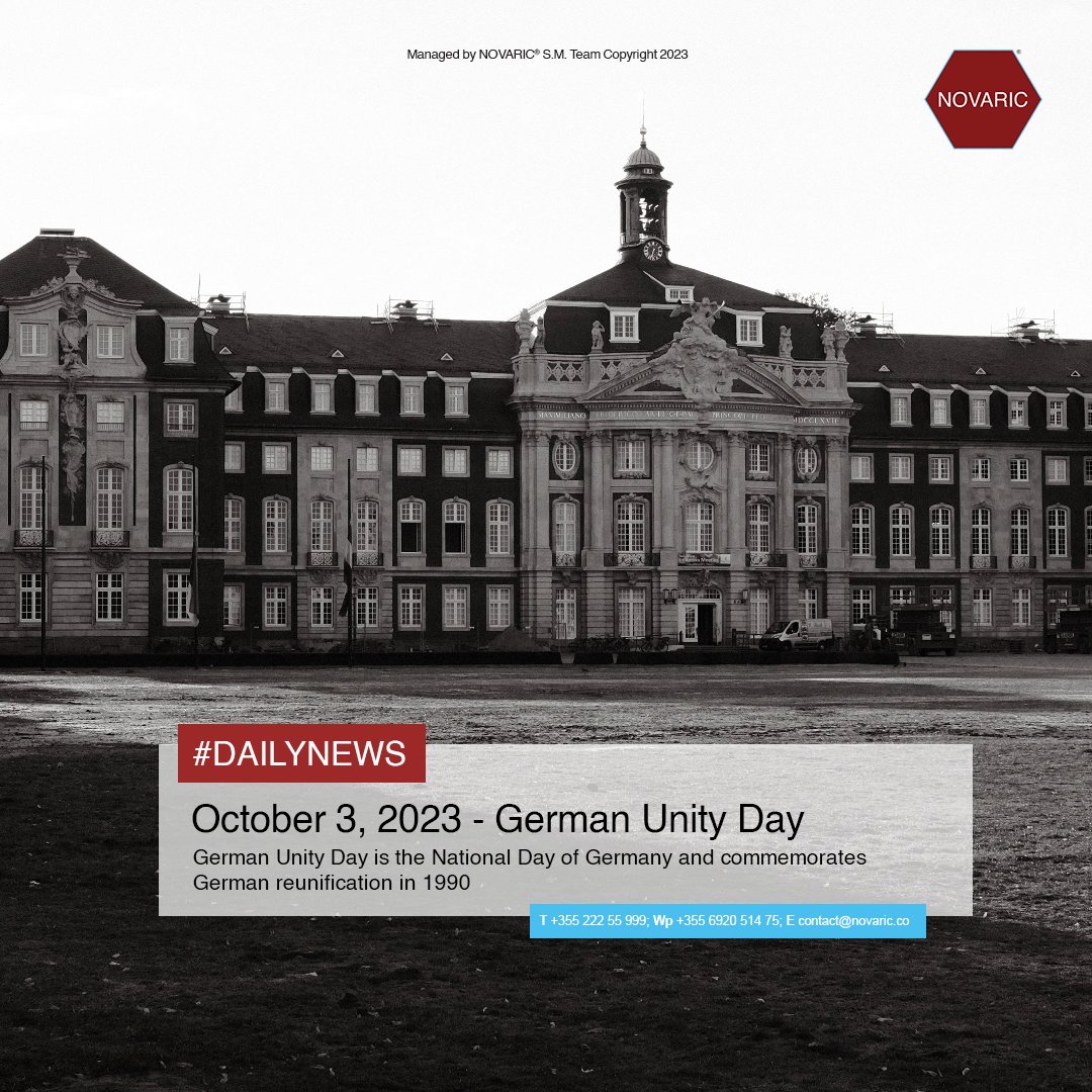 novaric_ltd's tweet image. 🤝🏰 Happy Unity Day, Germany! 

 #GermanyUnityDay #TogetherStronger #NOVARIC #vacancy #job #opportunity #apply #contact #recruit