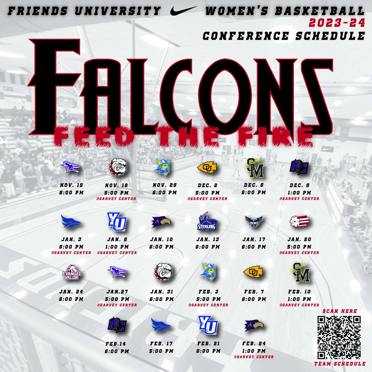Hey, Falcon fans, take a look at our conference game schedule for this upcoming 23-24 season. #talonsup #FalconWBB #FeedTheFire