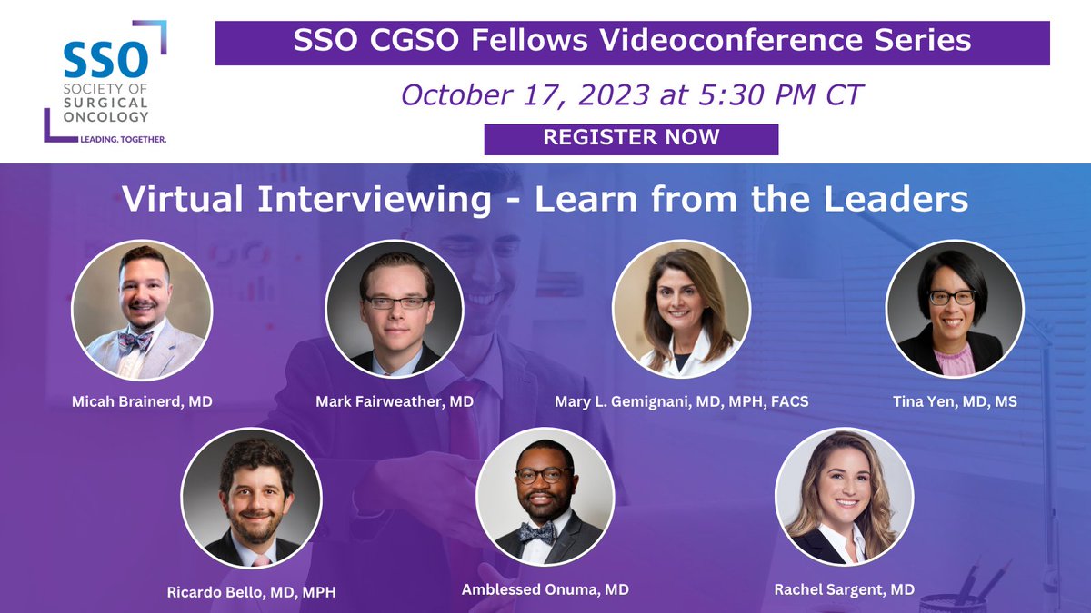 Learn from current fellows and program directors from CGSO and Breast Surgical Oncology Fellowships as they share their expertise, tips, and ways to avoid common faux pas on the virtual interviewing trail.
Register for the webinar on October 17: ow.ly/9V0a50PS8b8