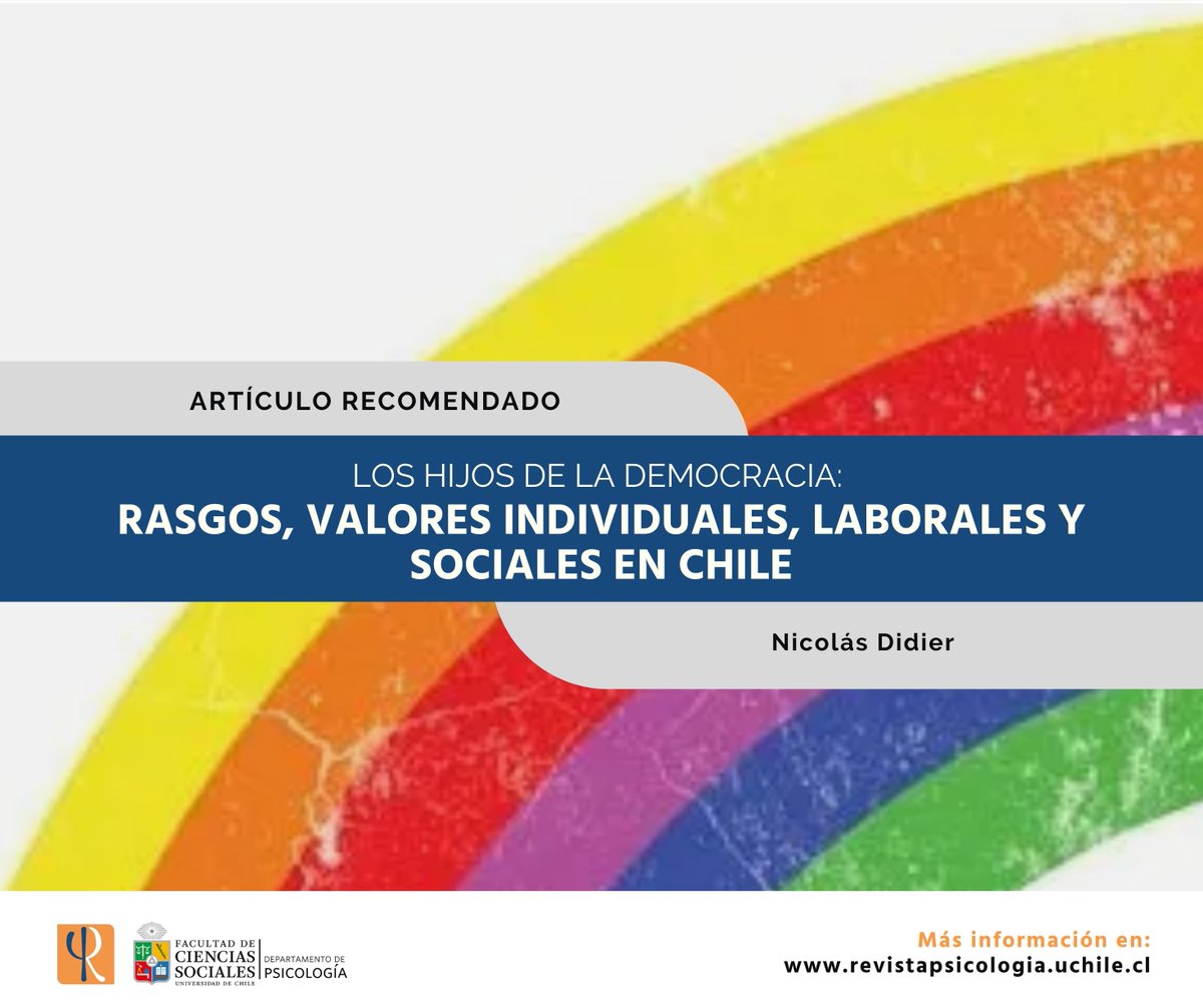 A 35 años del plebiscito del 5 de octubre de 1988, cuyo resultado posibilitó que Chile retornara a la democracia, recomendamos la lectura del artículo "Los hijos de la democracia: rasgos, valores individuales, laborales y sociales en Chile". Disponible en: doi.org/10.5354/0719-0…