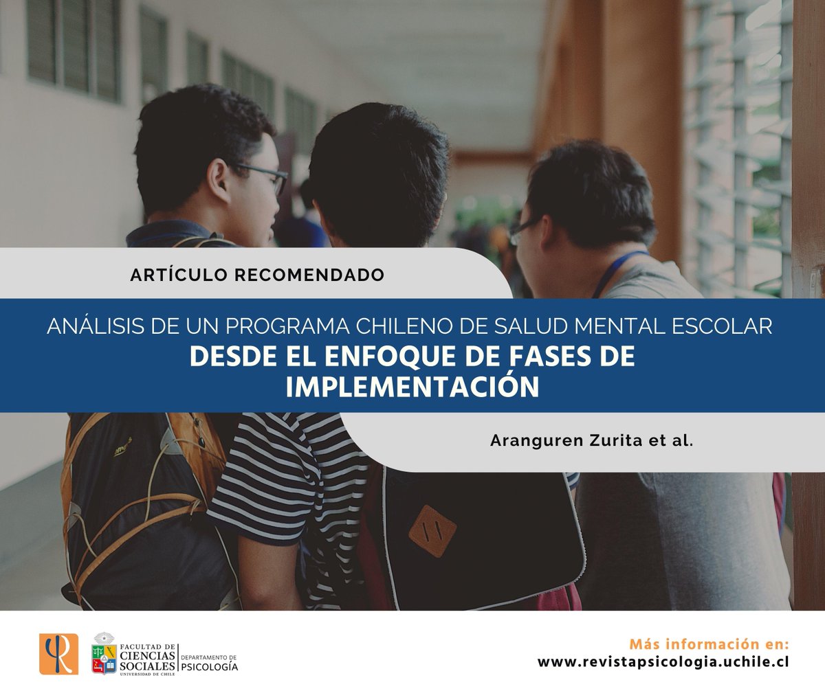 En el Día Mundial de la Salud Mental, de nuestra edición 31(2), recomendamos la lectura del artículo "Análisis de un programa chileno de salud mental escolar desde el enfoque de fases de implementación". Disponible en: doi.org/10.5354/0719-0…