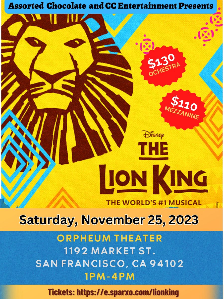 AssortedTravel's tweet image. Assorted Chocolate Travel in association with CC Ent. presents the "Lion King Experience". e.sparxo.com/lionking   ***We Day Tripping "On Broadway**** Here's your chance to "Feel the Love" and see a live performance of our beloved Simba up close and personal.