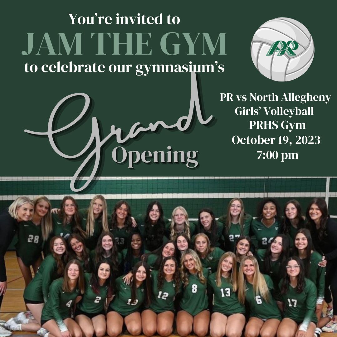 RESCHEDULED! 
Our Jam the Gym and Spike Out Cancer event has been rescheduled for Thursday, October 19! Cheer on @PRgirlsvball as they take on North Allegheny, help Spike Out Cancer with the American Cancer Society, and see our newly remodeled gym! Please come show your support!