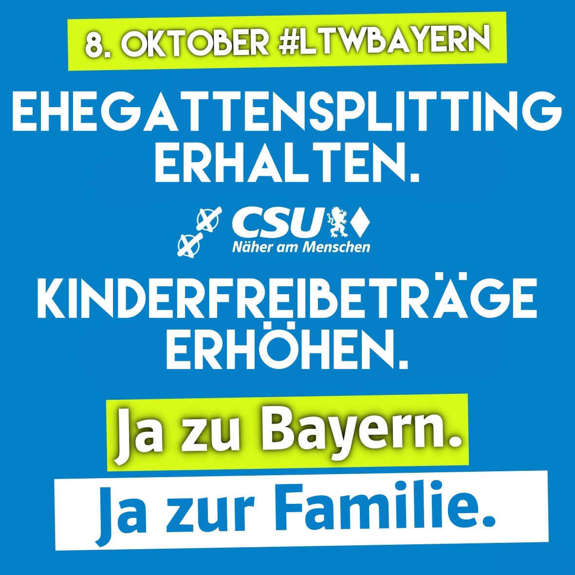 #Grüne gegen Familien: #Ehegattensplitting ist mit denen Geschichte und damit ein frontaler Angriff auf viele Millionen Familien in Bayern… was ist los mit denen? #ltwby23 #br24wahl Deshalb #nurdieCSU