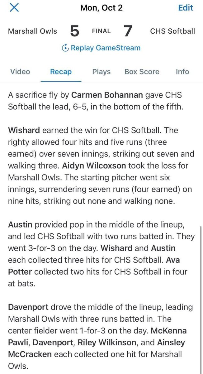 CHS Softball tweet media