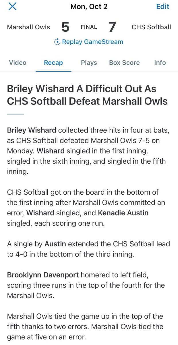 CHS Softball tweet media