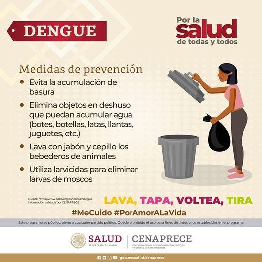 Para evitar enfermedades por el mosquito aedes aegypti, la dirección de salud hace extensiva las siguientes recomendaciones.
