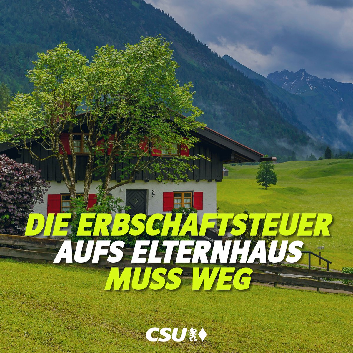 Die #Erbschaftsteuer aufs Elternhaus muss weg! Wir stellen uns klar gegen den Ausverkauf unserer Heimat. #BR24Wahl #BRDuell #TVDuell