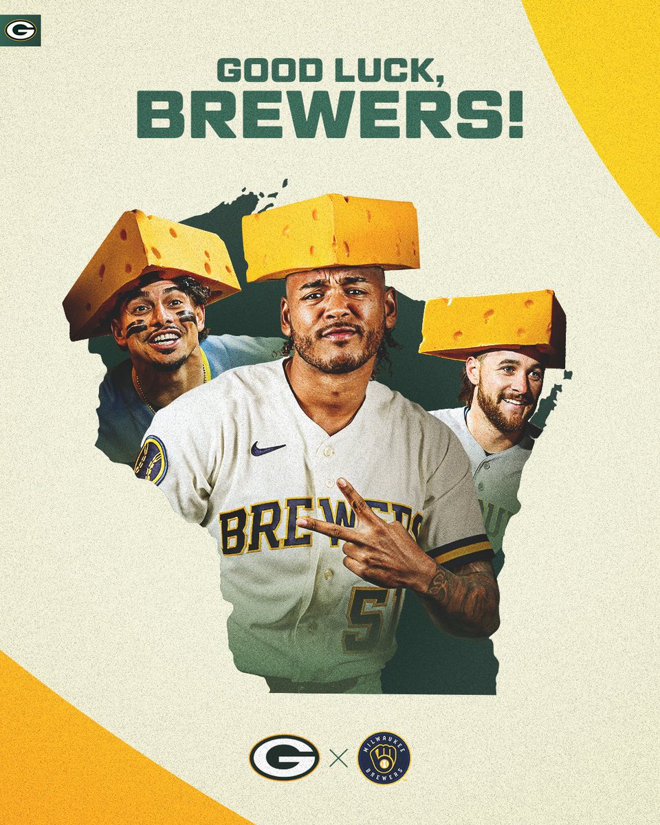 You gotta love a team with a cheesehead. 🧀⚾

Good luck in the postseason, <a href="/Brewers/">Milwaukee Brewers</a>!

#GoPackGo ✖️ #BrewedForBattle