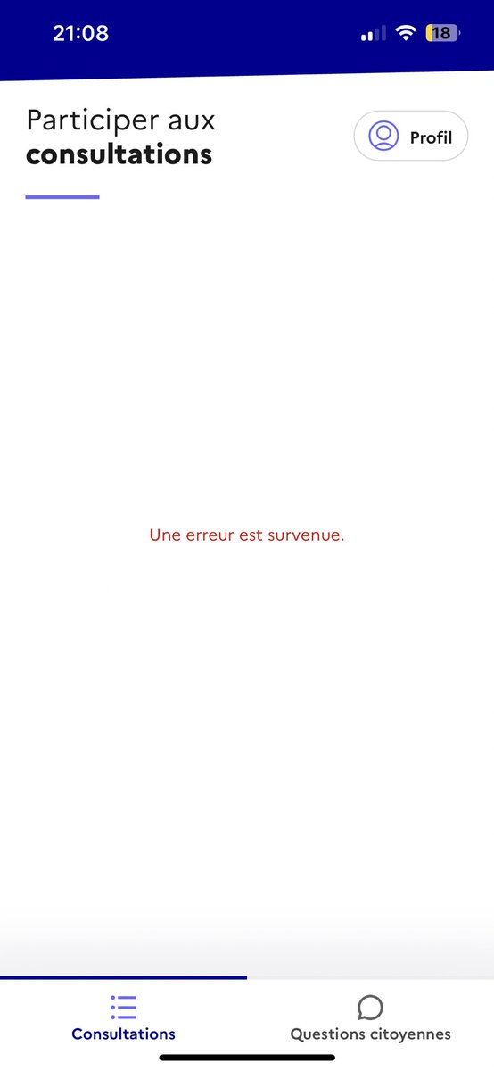 L’appli #agora, à l’image de la démocratie participative, en panne 😩. Si le gouvernement cherche un CPO pour lancer des services qui fonctionnent, je suis dispo <a href="/_DINUM/">DINUM</a>, vraiment !