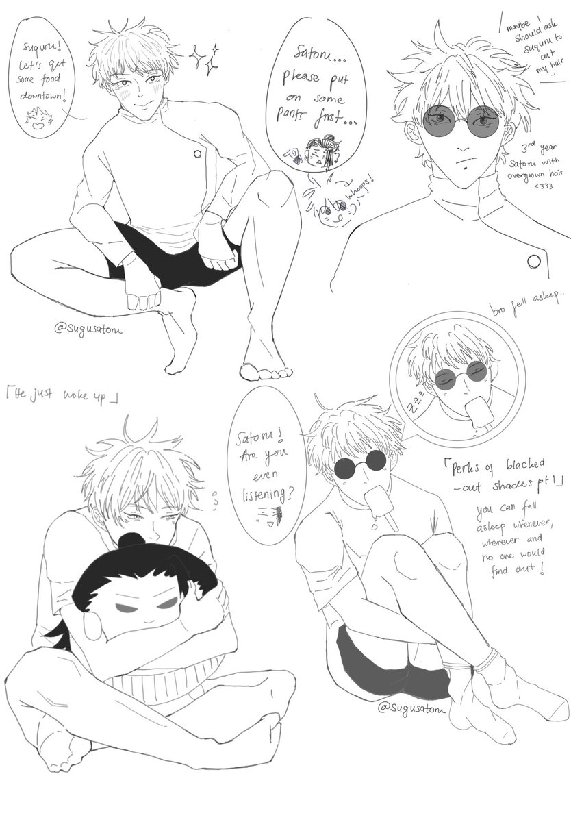sugusatoru's tweet photo. some silly hs satoru doodles because i miss him astronomically (i am still in denial) #JJK #GojoSatoru #五条悟 #satosugu #夏五 https://t.co/wdpVPLyJqb