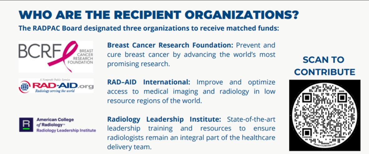 Please Donate to RADPAC! Matching donations for these organizations! @SurajParikhMD @RichDuszak @ericrubinmd @ALChetlen @joefotos @PSUrad @PennRadiology ⬇️⬇️⬇️ Great causes!