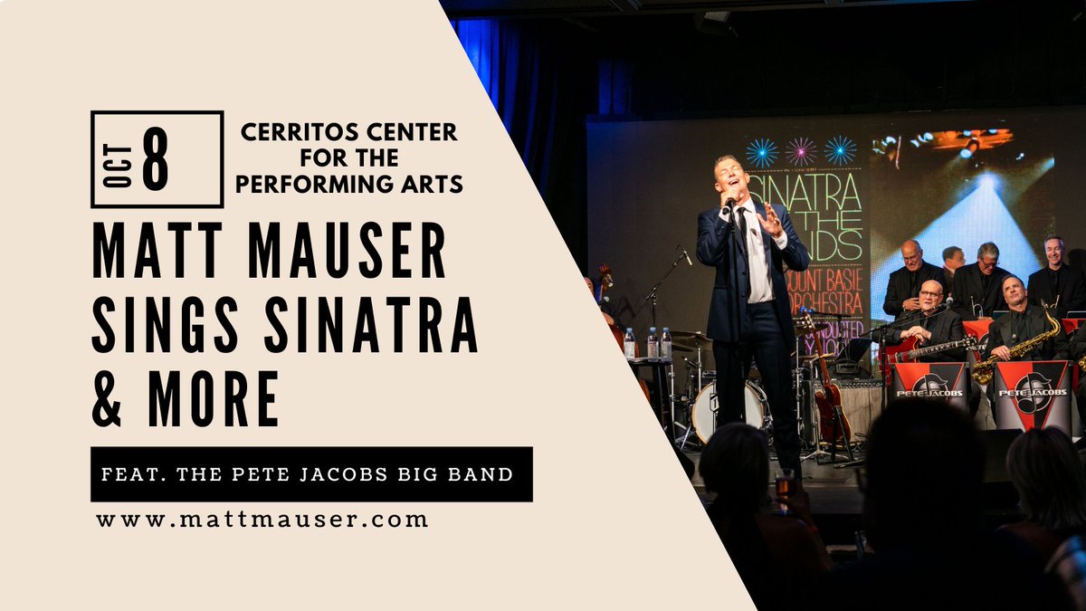 Next concert is THIS SUNDAY, OCTOBER 8, 3 p.m. at the Cerritos Center for the Performing Arts in Cerritos, CA! We'll be playing hits from Sinatra and more great artists from the '60s, '70s, and beyond! Tickets: tickets.cerritoscenter.com/7111 #sinatra #franksinatra #bigband #mattmauser
