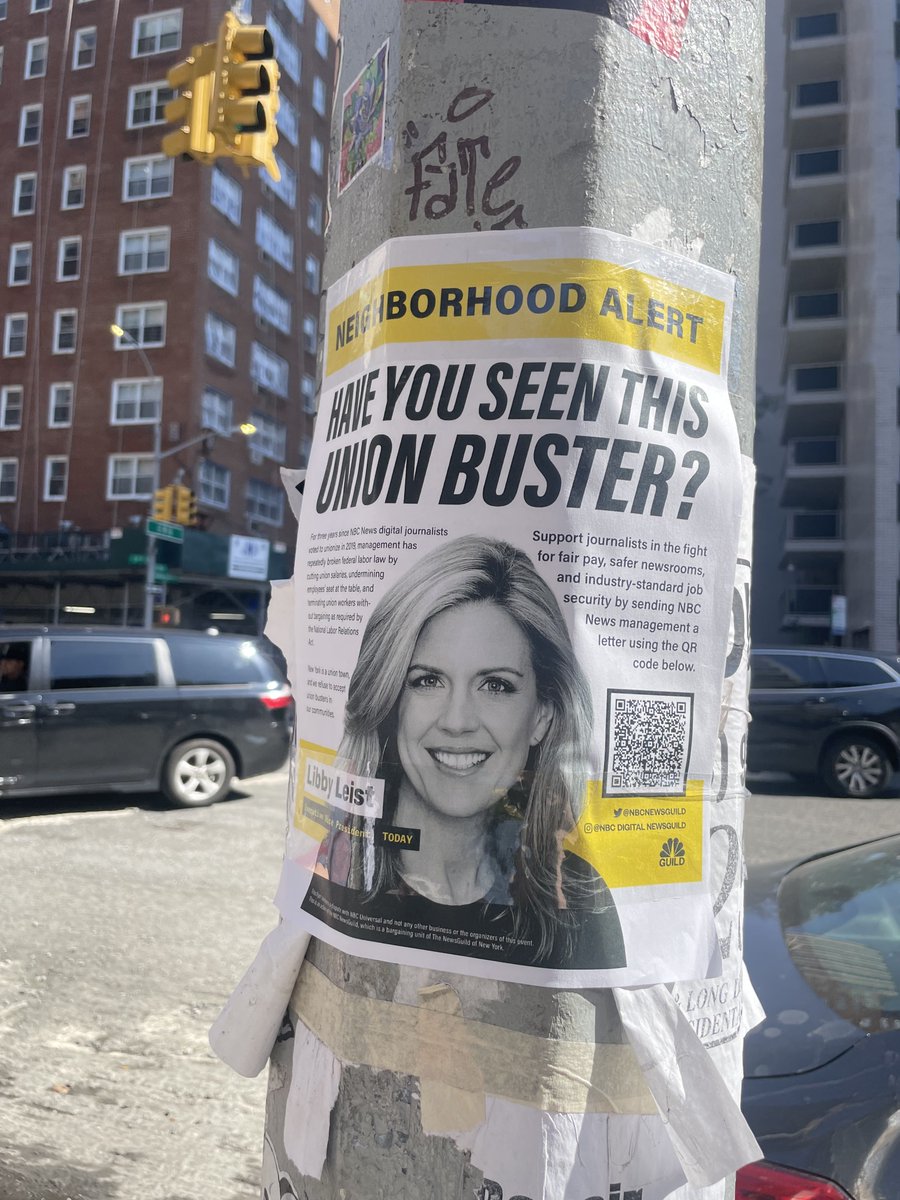 Management at the @TODAYShow has ignored our calls for just cause, instead choosing to illegally lay off 6 employees earlier this year. So, we took our flyering on the road to TODAY boss @libbyleist’s neighborhood & let NYC residents know who their neighbor is: a union buster.