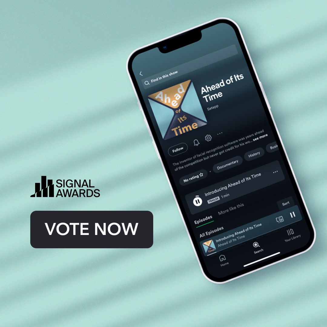 Who loved Setapp podcast Ahead of Its Time? 
Made with @pacificcontent, the tech underdogs podcast is now nominated for @signalawards in two categories😊
 
You can vote in the awards here 👉 vote.signalaward.com