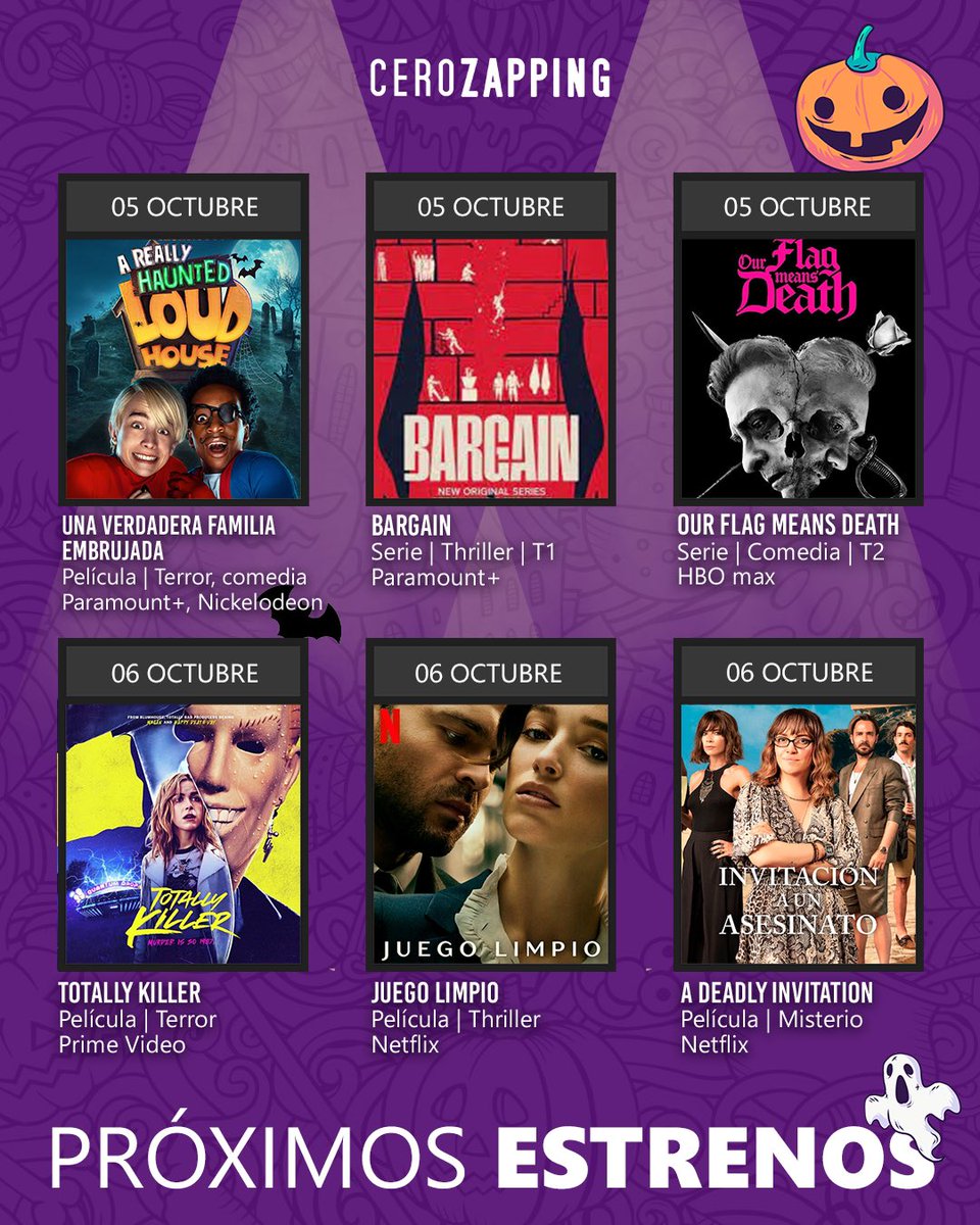 CeroZapping's tweet photo. Lo nuevo en la primera semana del mes del terror 

#CeroZapping 🎃🍿 https://t.co/oJO1cv2lWR